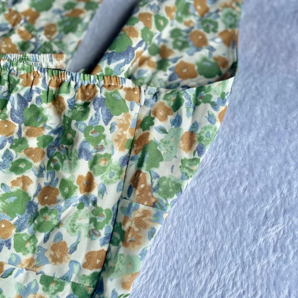 **NWOT** CIDER, (Size S) “Bottomless Mimosas” Green Floral Halter Mini Dress - Picture 3 of 10